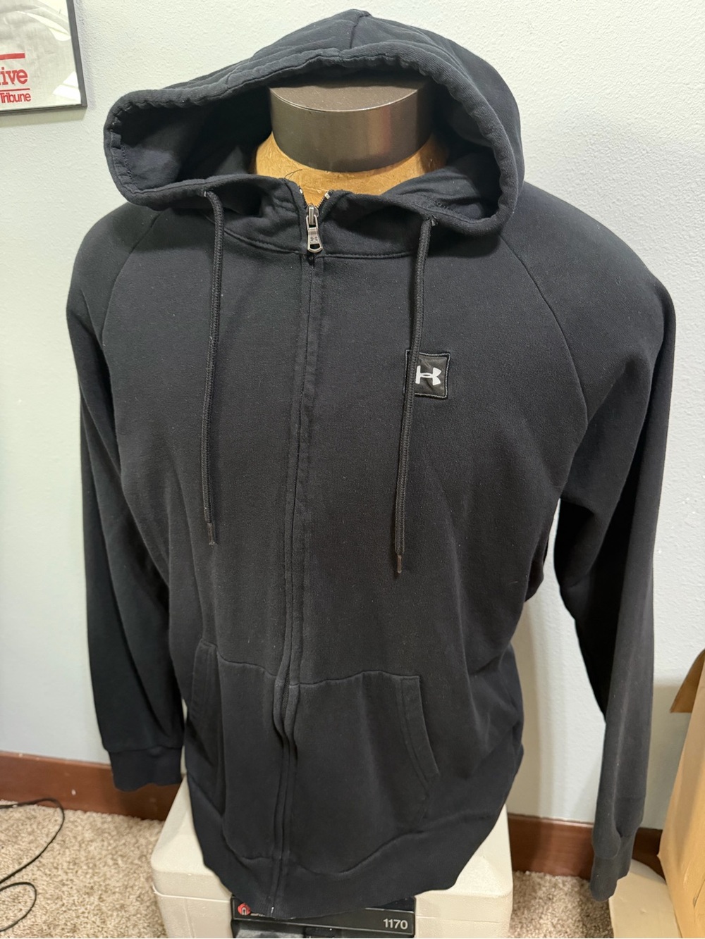 Under Armour Black Full-Zip Hoodie with Logo Patch